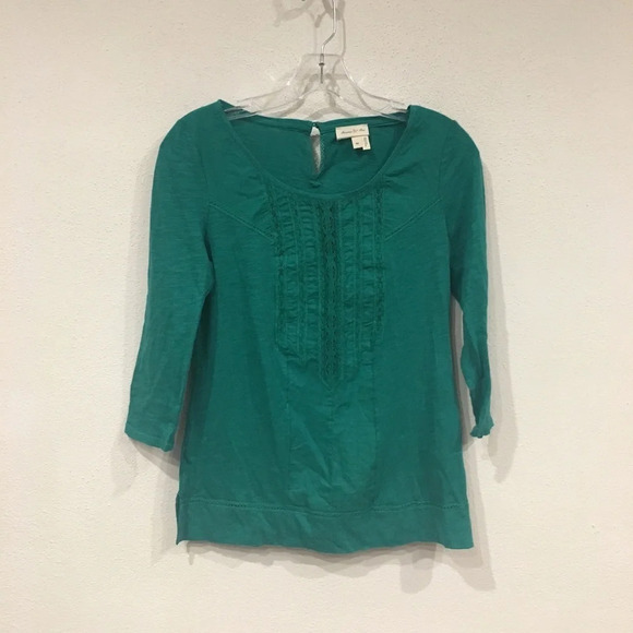 Meadow Rue Tuxedo Ruffle Tee Size XS EUC - Picture 2 of 4